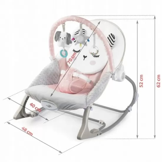 Balansoar multifunctional cu vibratii, panda, 3 jucarii, Nukido 705102, Roz Balansoar multifunctional cu vibratii, panda, 3 jucarii, Nukido 705102, Roz