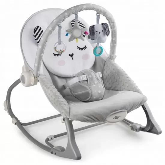 Balansoar multifunctional cu vibratii si 3 jucarii Ricokids 7323 Gri Balansoar multifunctional cu vibratii si 3 jucarii Ricokids 7323 Gri