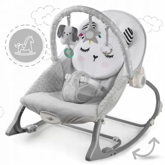 Balansoar multifunctional cu vibratii si 3 jucarii Ricokids 7323 Gri Balansoar multifunctional cu vibratii si 3 jucarii Ricokids 7323 Gri