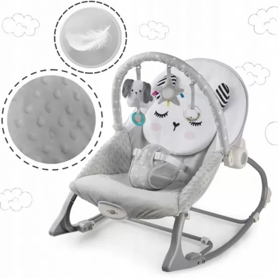 Balansoar multifunctional cu vibratii si 3 jucarii Ricokids 7323 Gri Balansoar multifunctional cu vibratii si 3 jucarii Ricokids 7323 Gri