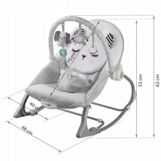 Balansoar multifunctional cu vibratii si 3 jucarii Ricokids 7323 Gri Balansoar multifunctional cu vibratii si 3 jucarii Ricokids 7323 Gri