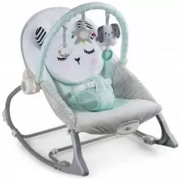 Balansoar multifunctional cu vibratii si 3 jucarii Panda Ricokids Turcoaz