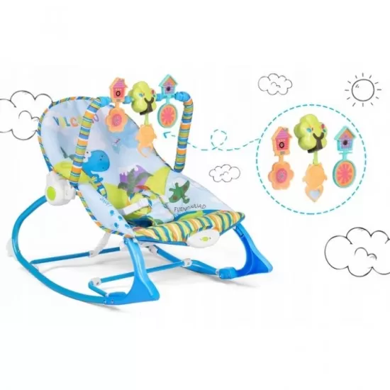 Balansoar multifunctional cu vibratii si muzica Ricokids 7302 - Albastru Balansoar multifunctional cu vibratii si muzica Ricokids 7302 - Albastru