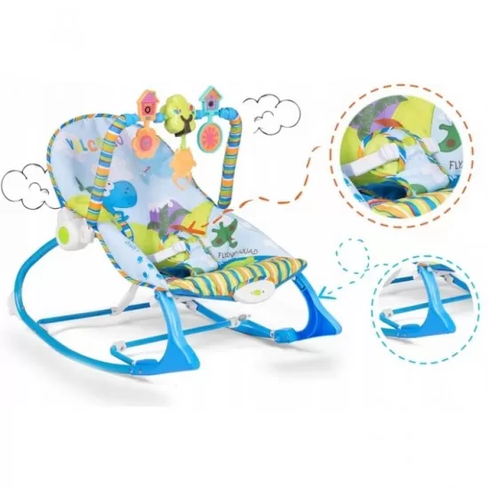 Balansoar multifunctional cu vibratii si muzica Ricokids 7302 - Albastru Balansoar multifunctional cu vibratii si muzica Ricokids 7302 - Albastru