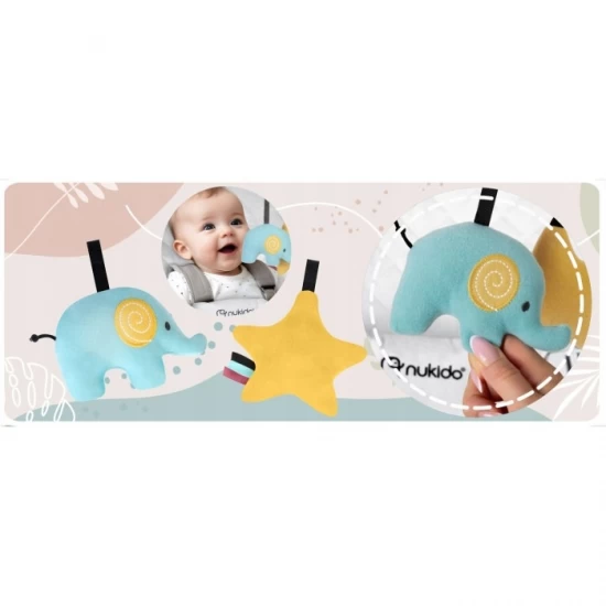 Balansoar pentru copii 2 in 1 cu jucarii, Nukido 705201, Gri deschis Balansoar pentru copii 2 in 1 cu jucarii, Nukido 705201, Gri deschis