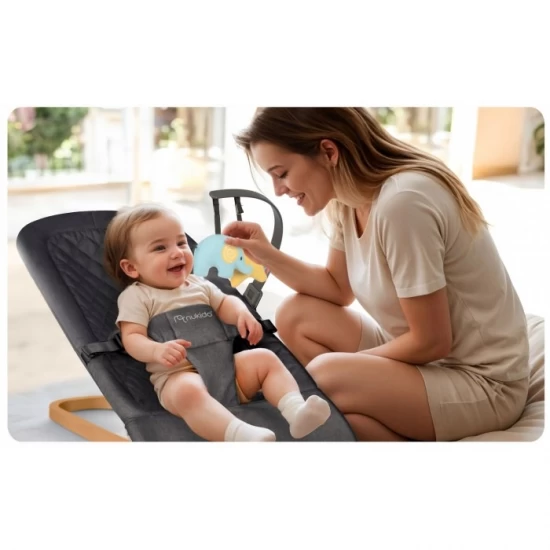 Balansoar pentru copii 2 in 1 cu jucarii, Nukido 705202, Gri antracit Balansoar pentru copii 2 in 1 cu jucarii, Nukido 705202, Gri antracit