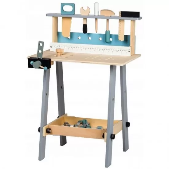 Banc de lucru cu unelte din lemn cu 32 de elemente Ecotoys Banc de lucru cu unelte din lemn cu 32 de elemente Ecotoys