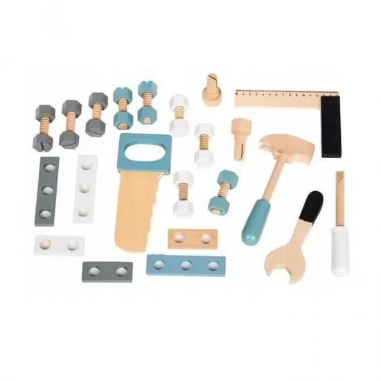 Banc de lucru cu unelte din lemn cu 32 de elemente Ecotoys Banc de lucru cu unelte din lemn cu 32 de elemente Ecotoys