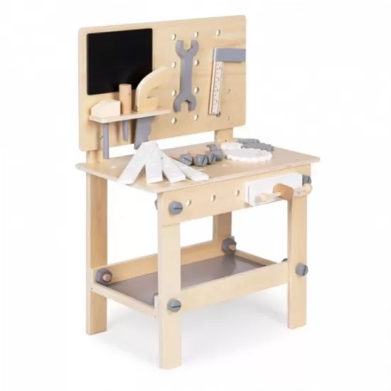 Banc de lucru din lemn cu accesorii pentru copii Ecotoys W03D076E Banc de lucru din lemn cu accesorii pentru copii Ecotoys W03D076E