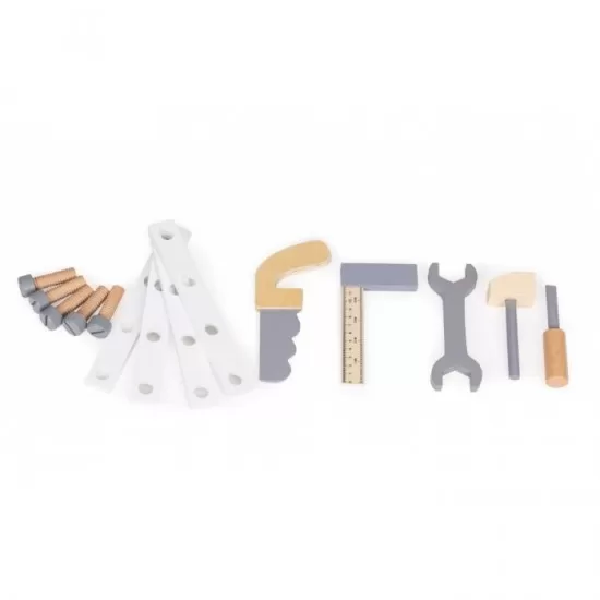 Banc de lucru din lemn cu accesorii pentru copii Ecotoys W03D076E Banc de lucru din lemn cu accesorii pentru copii Ecotoys W03D076E