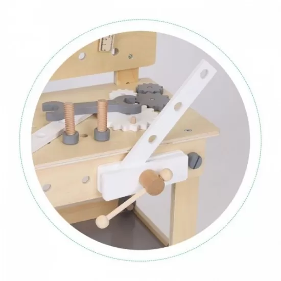 Banc de lucru din lemn cu accesorii pentru copii Ecotoys W03D076E Banc de lucru din lemn cu accesorii pentru copii Ecotoys W03D076E