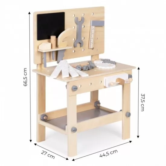 Banc de lucru din lemn cu accesorii pentru copii Ecotoys W03D076E Banc de lucru din lemn cu accesorii pentru copii Ecotoys W03D076E