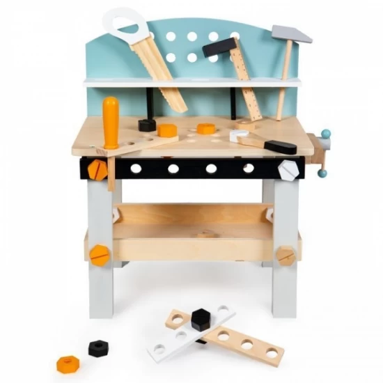 Banc de lucru din lemn pentru copii cu 38 accesorii Ecotoys 1178 Banc de lucru din lemn pentru copii cu 38 accesorii Ecotoys 1178