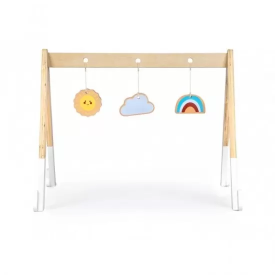 Bara educativa din lemn pentru copii cu 3 jucarii, Ecotoys CA12231 Bara educativa din lemn pentru copii cu 3 jucarii, Ecotoys CA12231