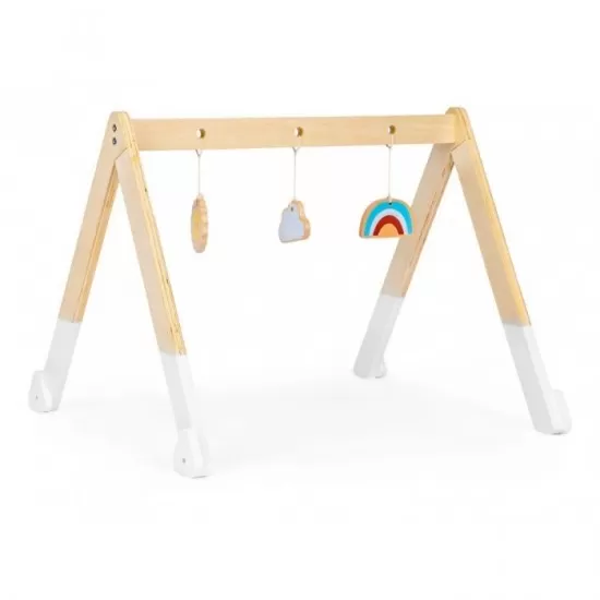 Bara educativa din lemn pentru copii cu 3 jucarii, Ecotoys CA12231 Bara educativa din lemn pentru copii cu 3 jucarii, Ecotoys CA12231