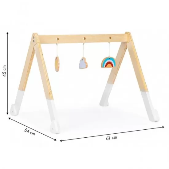 Bara educativa din lemn pentru copii cu 3 jucarii, Ecotoys CA12231 Bara educativa din lemn pentru copii cu 3 jucarii, Ecotoys CA12231