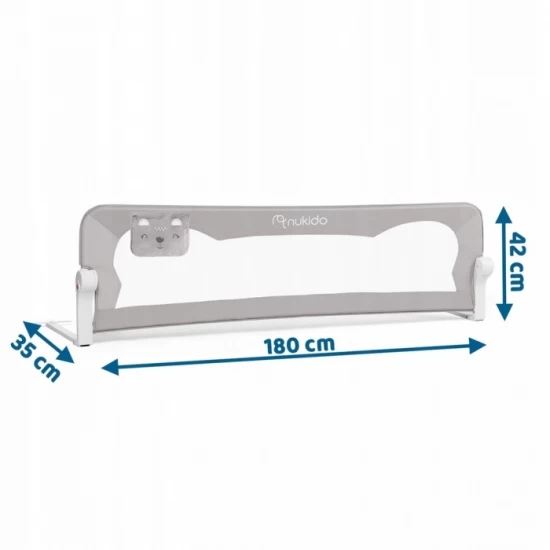 Bariera de protectie pentru pat 180 x 35 x 42 cm Nukido 722400 - Gri Bariera de protectie pentru pat 180 x 35 x 42 cm Nukido 722400 - Gri