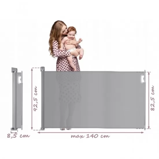 Bariera de protectie pentru scari si usi, 50-140 cm, Nukido 718401 - Gri Bariera de protectie pentru scari si usi, 50-140 cm, Nukido 718401 - Gri
