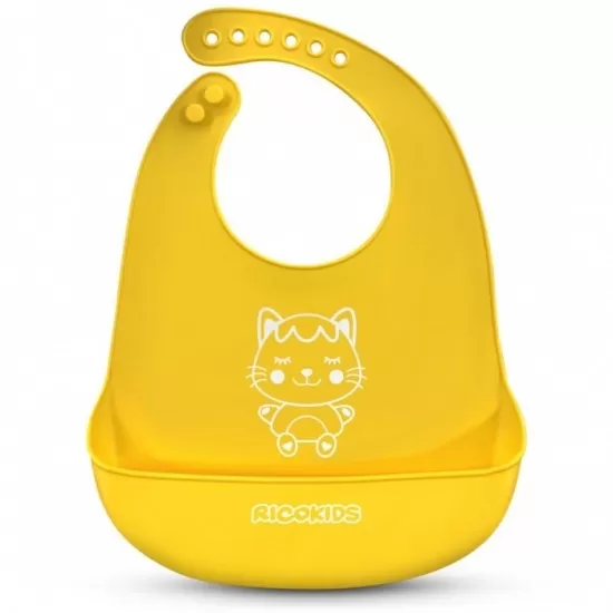 Bavetica din silicon cu buzunar Ricokids 700390 - Galben Bavetica din silicon cu buzunar Ricokids 700390 - Galben