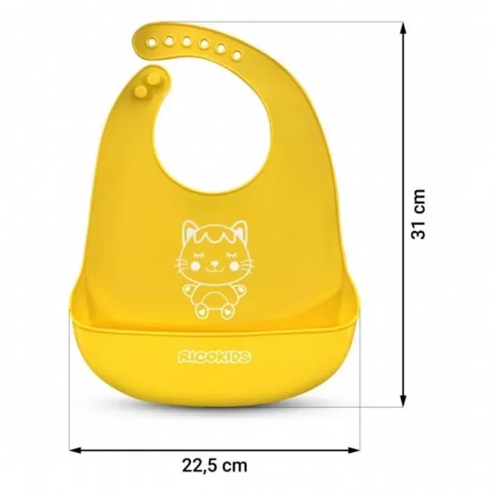 Bavetica din silicon cu buzunar Ricokids 700390 - Galben Bavetica din silicon cu buzunar Ricokids 700390 - Galben