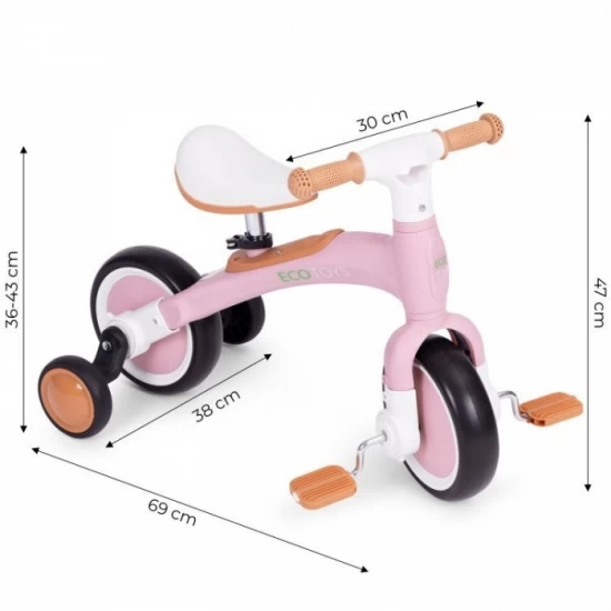 Bicicleta cu pedale 3 in 1 si roti ajutatoare Ecotoys LC-V1359 - Roz Bicicleta cu pedale 3 in 1 si roti ajutatoare Ecotoys LC-V1359 - Roz