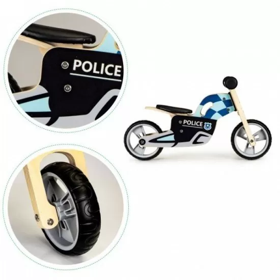 Bicicleta de echilibru din lemn cu roti EVA Ecotoys LC-V1330 - Politie Bicicleta de echilibru din lemn cu roti EVA Ecotoys LC-V1330 - Politie