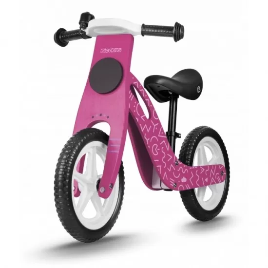 Bicicleta de lemn fara pedale Ricokids RC-614 - Roz Bicicleta de lemn fara pedale Ricokids RC-614 - Roz
