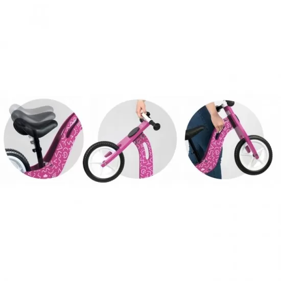 Bicicleta de lemn fara pedale Ricokids RC-614 - Roz Bicicleta de lemn fara pedale Ricokids RC-614 - Roz