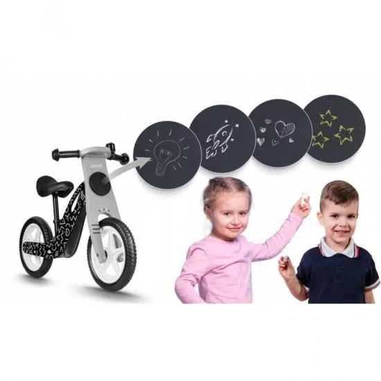 Bicicleta de lemn fara pedale Ricokids RC-615 - Negru - Gri Bicicleta de lemn fara pedale Ricokids RC-615 - Negru - Gri