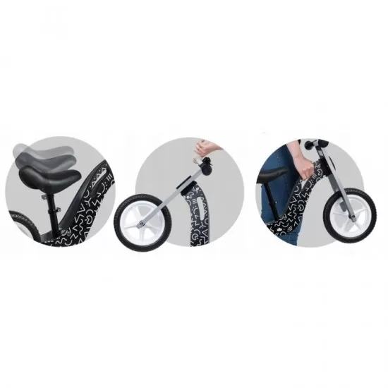 Bicicleta de lemn fara pedale Ricokids RC-615 - Negru - Gri Bicicleta de lemn fara pedale Ricokids RC-615 - Negru - Gri