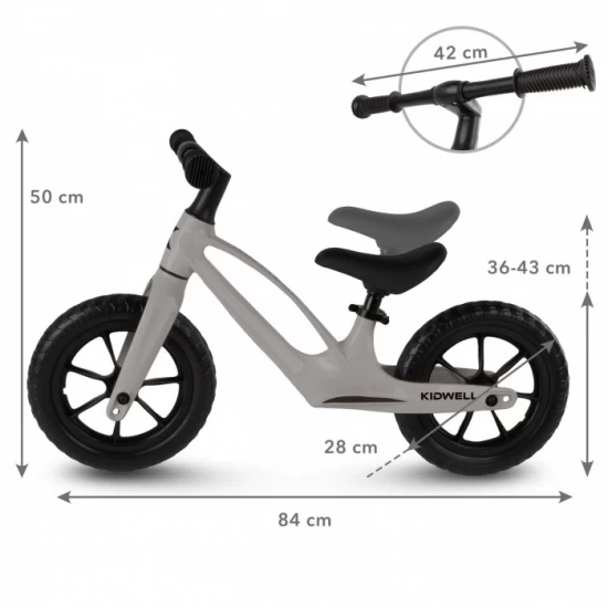Bicicleta fara pedale, cadru magneziu, roti EVA, Kidwell Vito - Gri Bicicleta fara pedale, cadru magneziu, roti EVA, Kidwell Vito - Gri
