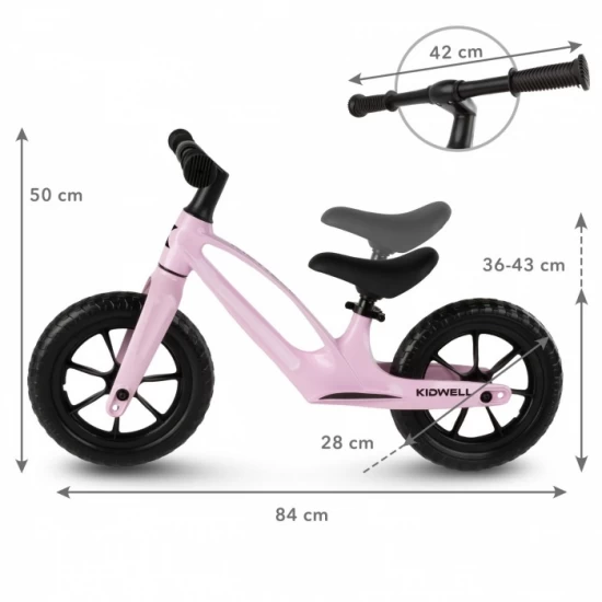 Bicicleta fara pedale, cadru magneziu, roti EVA, Kidwell Vito - Roz Bicicleta fara pedale, cadru magneziu, roti EVA, Kidwell Vito - Roz