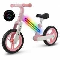 Bicicleta fara pedale, cadru nailon cu LED, roti EVA, Kidwell Suno - Roz