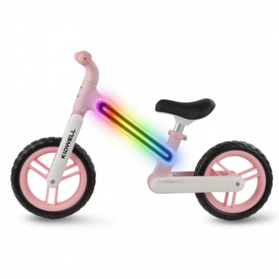 Bicicleta fara pedale, cadru nailon cu LED, roti EVA, Kidwell Suno - Roz