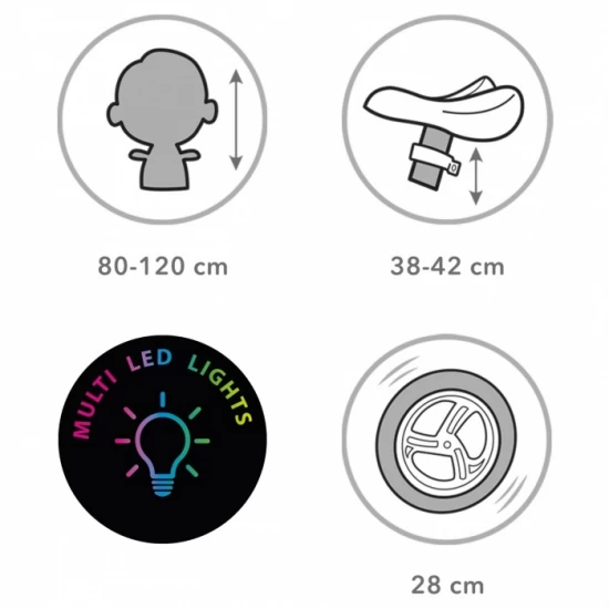 Bicicleta fara pedale, cadru nailon cu LED, roti EVA, Kidwell Suno - Roz
