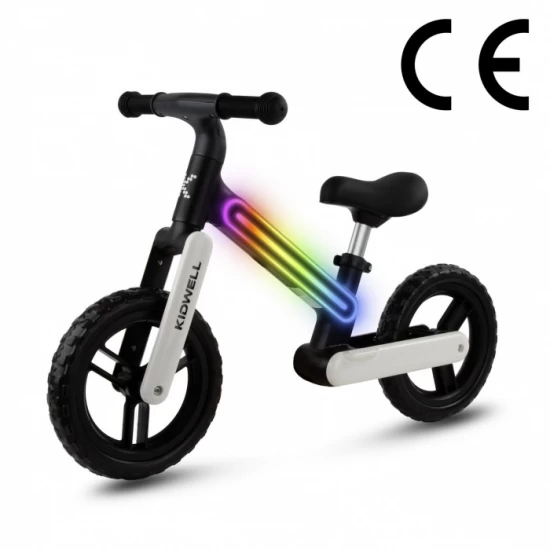 Bicicleta fara pedale, cadru nailon cu LED, roti EVA, Kidwell Suno - Alb-Negru Bicicleta fara pedale, cadru nailon cu LED, roti EVA, Kidwell Suno - Alb-Negru