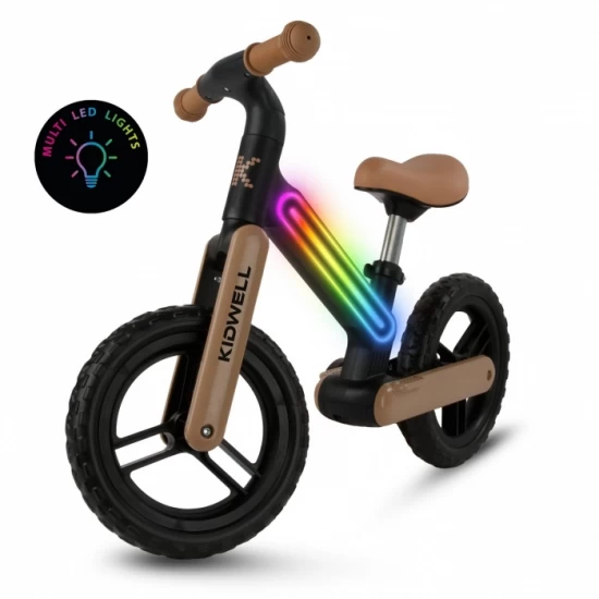 Bicicleta fara pedale, cadru nailon cu LED, roti EVA, Kidwell SUNO - Bej-Negru Bicicleta fara pedale, cadru nailon cu LED, roti EVA, Kidwell SUNO - Bej-Negru