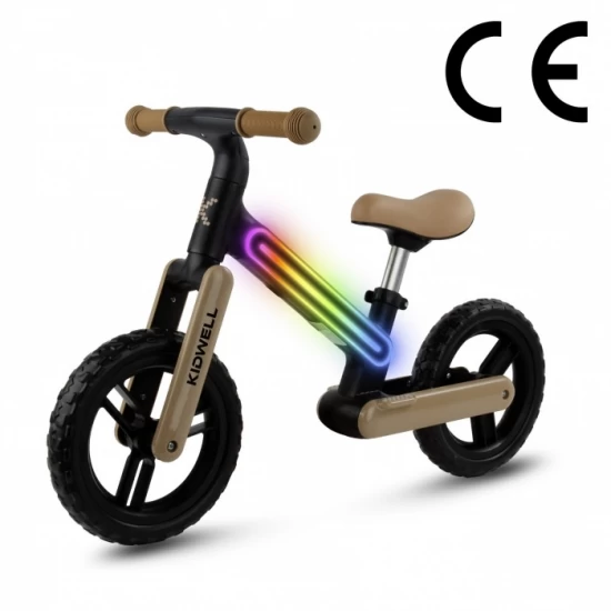 Bicicleta fara pedale, cadru nailon cu LED, roti EVA, Kidwell SUNO - Bej-Negru Bicicleta fara pedale, cadru nailon cu LED, roti EVA, Kidwell SUNO - Bej-Negru