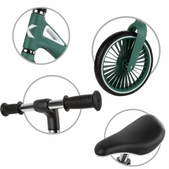 Bicicleta fara pedale, cadru nailon, roti PU, Kidwell NIX - Verde Bicicleta fara pedale, cadru nailon, roti PU, Kidwell NIX - Verde