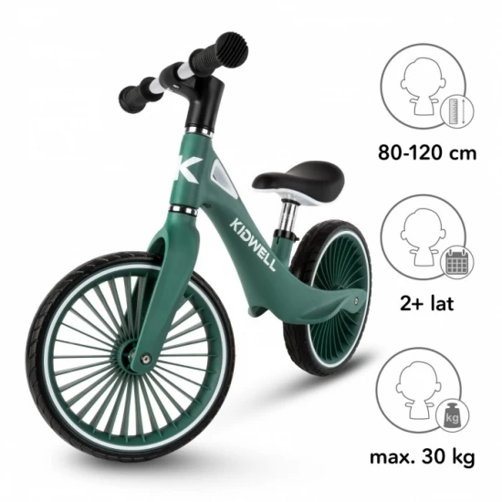 Bicicleta fara pedale, cadru nailon, roti PU, Kidwell NIX - Verde Bicicleta fara pedale, cadru nailon, roti PU, Kidwell NIX - Verde