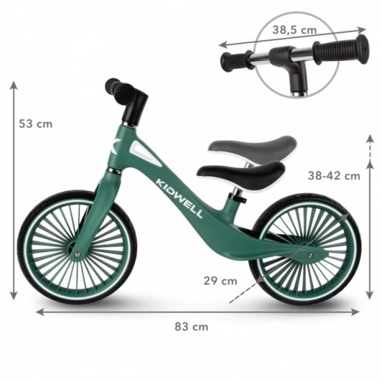 Bicicleta fara pedale, cadru nailon, roti PU, Kidwell NIX - Verde Bicicleta fara pedale, cadru nailon, roti PU, Kidwell NIX - Verde