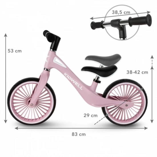 Bicicleta fara pedale, cadru nailon, roti PU, Kidwell NIX - Roz Bicicleta fara pedale, cadru nailon, roti PU, Kidwell NIX - Roz