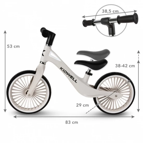 Bicicleta fara pedale, cadru nailon, roti PU, Kidwell NIX - Gri Bicicleta fara pedale, cadru nailon, roti PU, Kidwell NIX - Gri