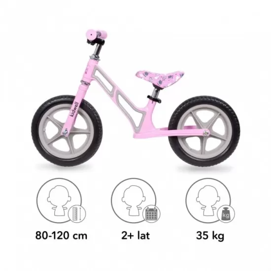 Bicicleta fara pedale cu cadru din magneziu Kidwell Comet - Pink Gray Bicicleta fara pedale cu cadru din magneziu Kidwell Comet - Pink Gray