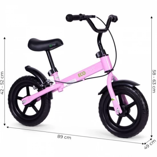 Bicicleta fara pedale cu frana de mana si roti din spuma EVA Ecotoys YM-BB-3 - Roz Bicicleta fara pedale cu frana de mana si roti din spuma EVA Ecotoys YM-BB-3 - Roz
