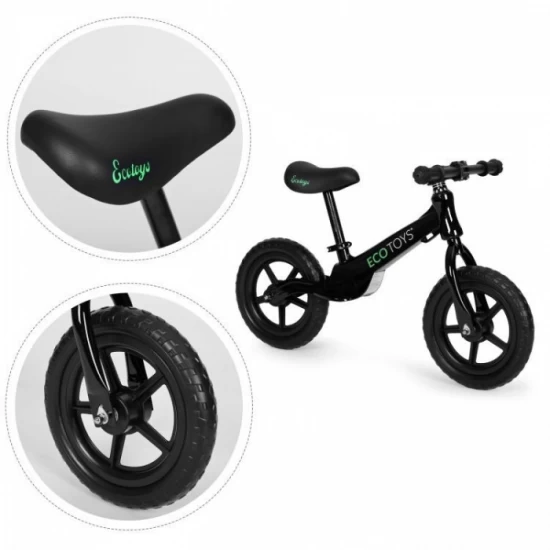 Bicicleta fara pedale cu roti din spuma EVA Ecotoys YM-BB-17 - Negru Bicicleta fara pedale cu roti din spuma EVA Ecotoys YM-BB-17 - Negru