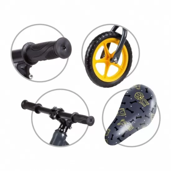 Bicicleta fara pedale cu roti din spuma EVA Kidwell Mundo - Dogs Bicicleta fara pedale cu roti din spuma EVA Kidwell Mundo - Dogs