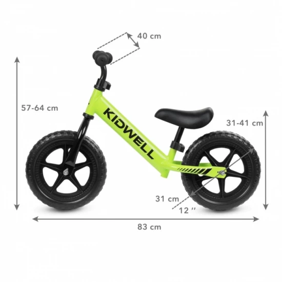 Bicicleta fara pedale Kidwell Rebel Green Bicicleta fara pedale Kidwell Rebel Green