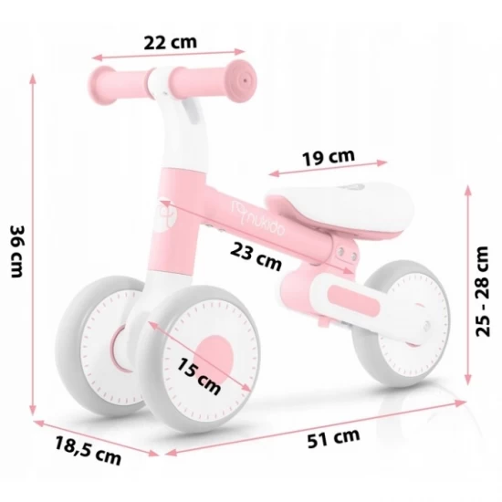 Bicicleta fara pedale pentru copii, 51 x 18.5 x 36 cm, roti EVA, Nukido NK-603 - Roz Bicicleta fara pedale pentru copii, 51 x 18.5 x 36 cm, roti EVA, Nukido NK-603 - Roz