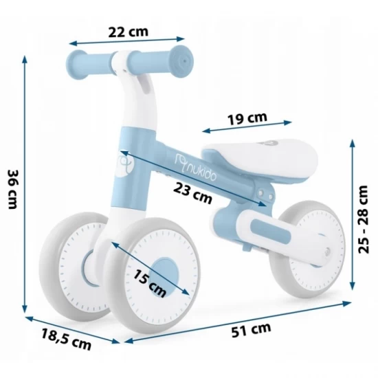 Bicicleta fara pedale pentru copii, 51 x 18.5 x 36 cm, roti EVA, Nukido NK-603 - Albastru Bicicleta fara pedale pentru copii, 51 x 18.5 x 36 cm, roti EVA, Nukido NK-603 - Albastru
